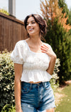 Dear August Puff Sleeve Crop Top