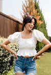 Dear August Puff Sleeve Crop Top