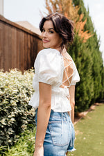 Dear August Puff Sleeve Crop Top