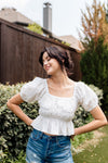 Dear August Puff Sleeve Crop Top
