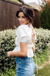 Dear August Puff Sleeve Crop Top