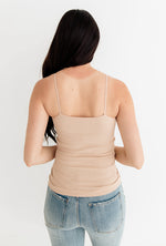 Front Mesh Ribbed Cami - Latte