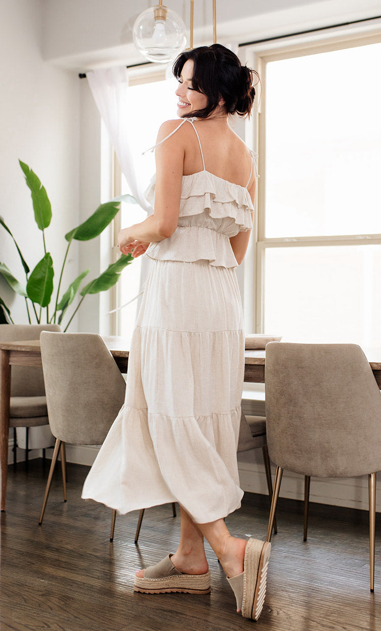 Maven Linen Tiered Midi Skirt