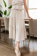 Maven Linen Tiered Midi Skirt