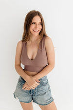 Jolie Ribbed Seamless Crop Top - Espresso