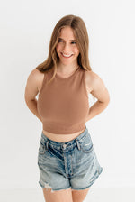 Headstart Seamless Textured Crop Top- Mocha