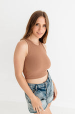 Headstart Seamless Textured Crop Top- Mocha