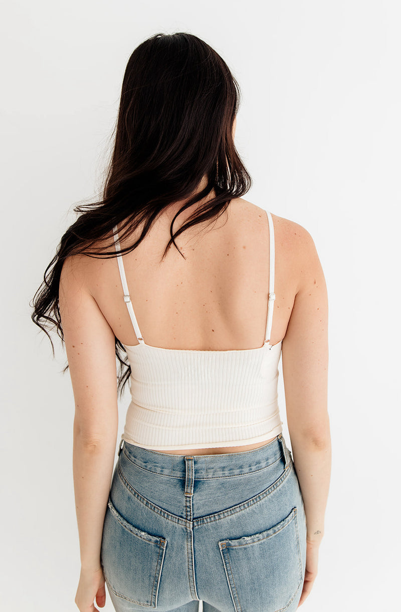 Forever Young Seamless Frill Ruffle Tank Top - Cream