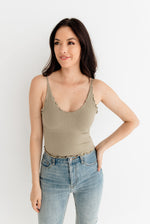 Forever Young Seamless Frill Ruffle Tank Top - Light Moss