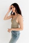 Forever Young Seamless Frill Ruffle Tank Top - Light Moss
