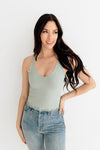Forever Young Seamless Frill Ruffle Tank Top - Dusty Mint