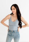 Forever Young Seamless Frill Ruffle Tank Top - Sky