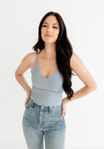 Forever Young Seamless Frill Ruffle Tank Top - Sky