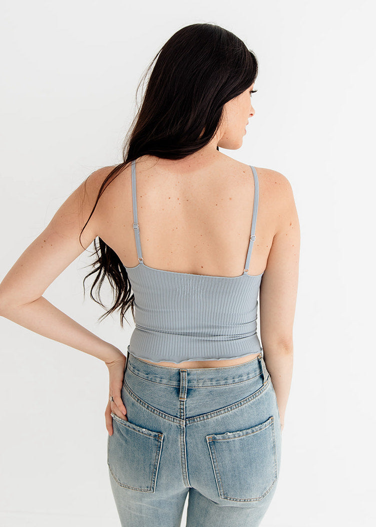 Forever Young Seamless Frill Ruffle Tank Top - Sky
