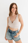 Olivia Henley Seamless Crop Tank - Chalk