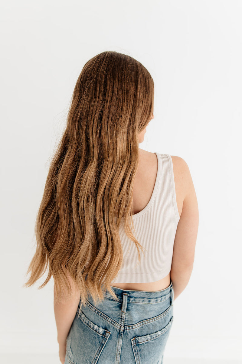 Olivia Henley Seamless Crop Tank - Chalk