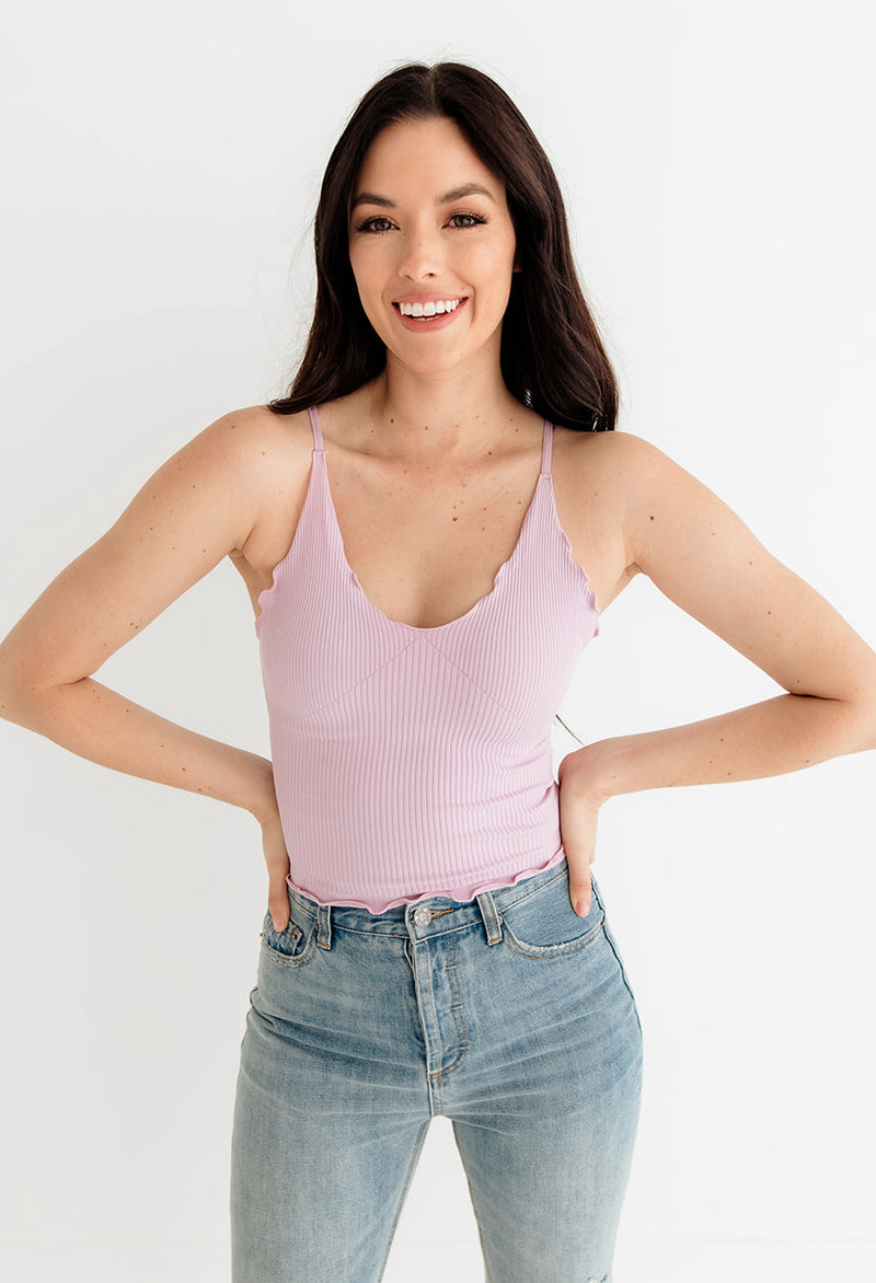 Forever Young Seamless Frill Ruffle Tank Top - Lavender