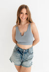 Olivia Henley Seamless Crop Tank - Chambray