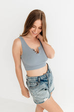 Olivia Henley Seamless Crop Tank - Chambray