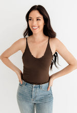 Forever Young Seamless Frill Ruffle Tank Top - Fudge