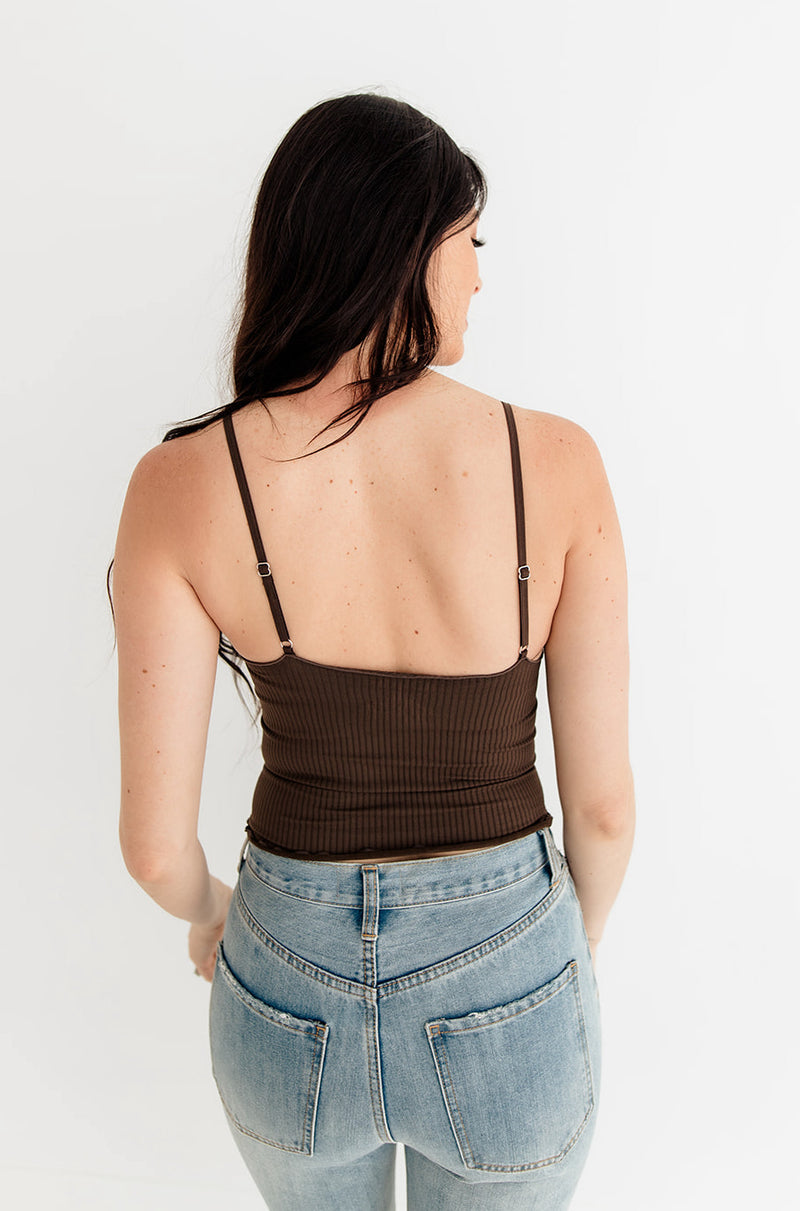 Forever Young Seamless Frill Ruffle Tank Top - Fudge