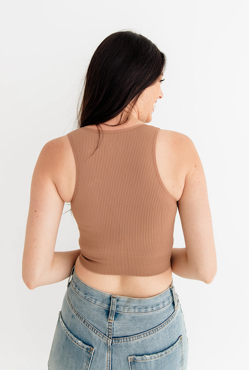 Meant To Be Ribbed Seamless Crop Top - Mocha