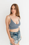 Step Up Washed Bralette - Washed Denim