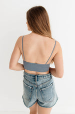 Step Up Washed Bralette - Washed Denim