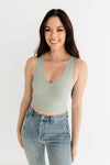 Meant To Be Ribbed Seamless Crop Top - Dusty Mint