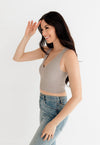 Meant To Be Ribbed Seamless Crop Top - Fog