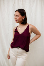 Florence Satin Cami Tank - Burgundy