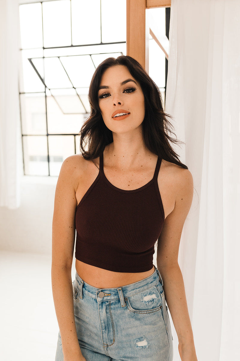 Tammy Ribbed Crop top - Cassis