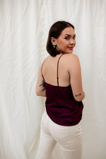 Florence Satin Cami Tank - Burgundy