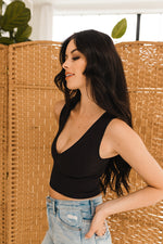 Jolie Ribbed Seamless Crop Top - Black