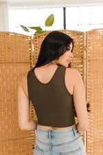 Jolie Ribbed Seamless Crop Top - Moss