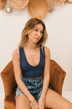 Jolie Ribbed Seamless Crop Top - Marine
