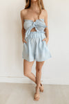 Taylor Linen Tie Front Bandeau Top