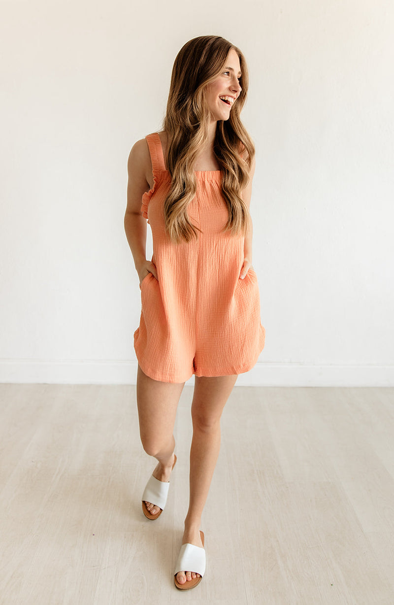 Lisa Pocketed Cotton Relaxed Romper