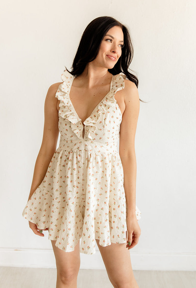Claire Cotton Eyelet Ruffle Romper
