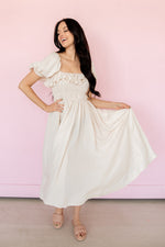 On Cloud Nine Smocked Ruffle Midi Dress