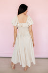 On Cloud Nine Smocked Ruffle Midi Dress