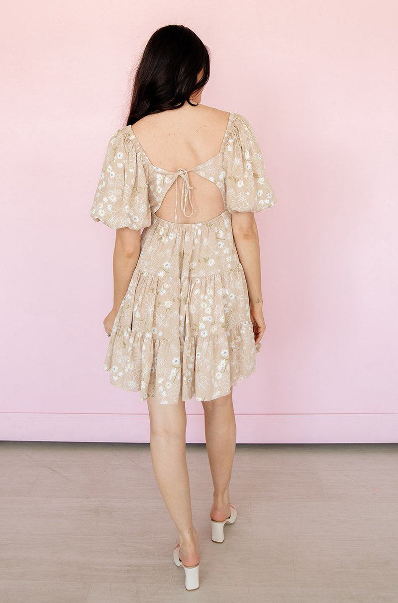 Lula Floral Cut Out Tiered Babydoll Dress