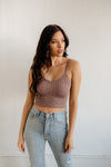 Sydney Ribbed Seamless Crop Tank - Espresso