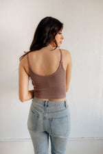 Sydney Ribbed Seamless Crop Tank - Espresso