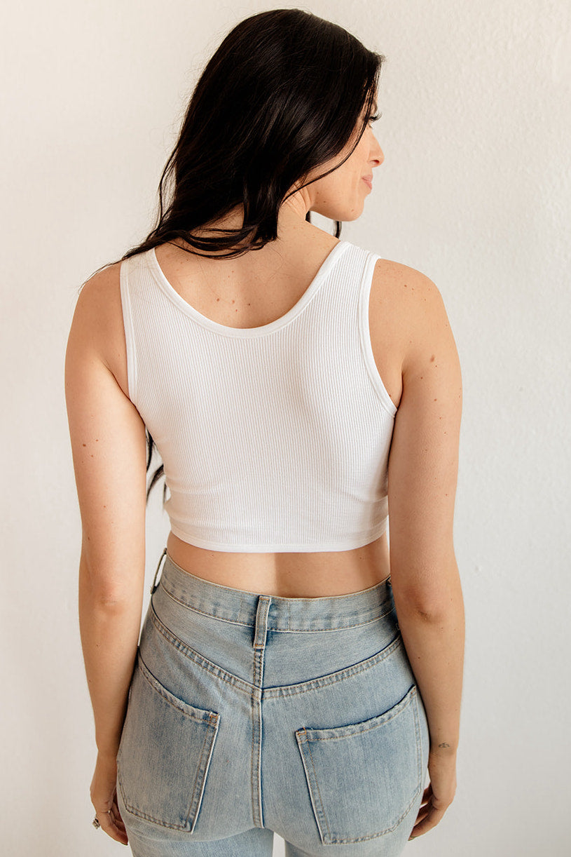 Tori Reversible Twist Crop Top - White