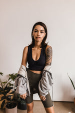 Jolie Ribbed Seamless Crop Top - Black