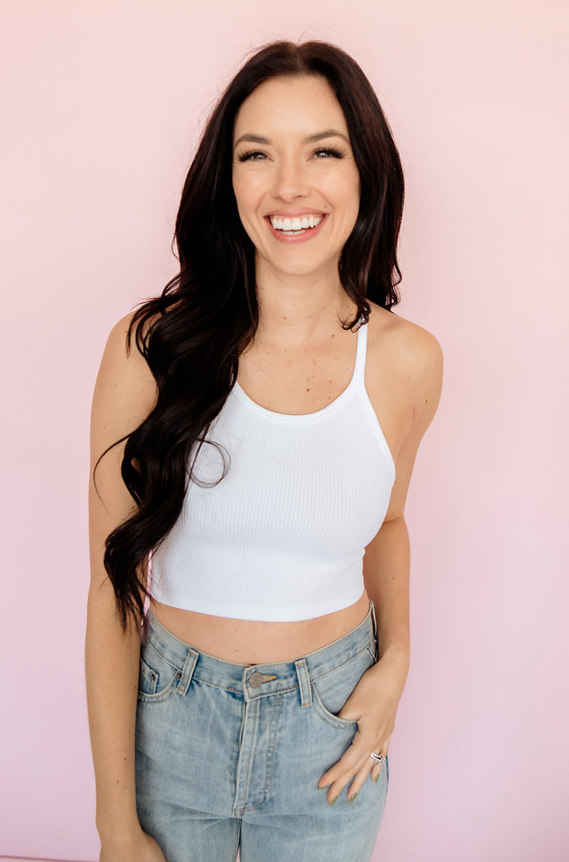 Tammy Ribbed Racerback Brami - White