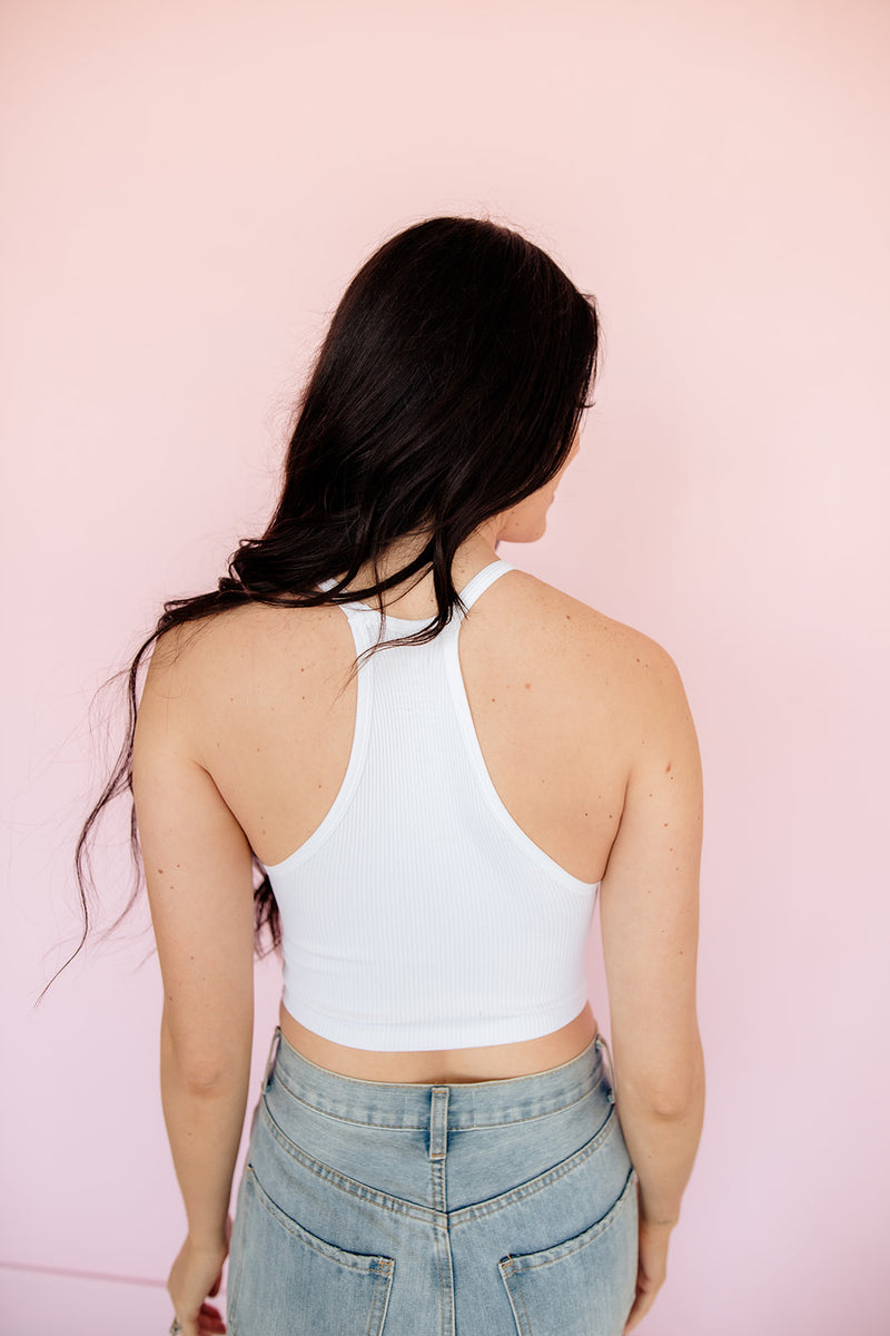 Tammy Ribbed Racerback Brami - White