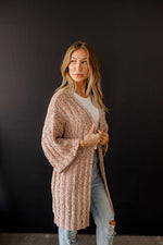 Ventura Mixed Yarn Knit Sweater Cardigan - Camel