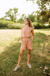 Camden Billowy Linen Crop Top- Salmon